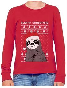 img 4 attached to Slothy Kids Ugly Christmas Sweaters: Adorable Sloth Long Sleeve Sweatshirt