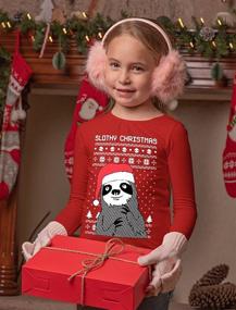 img 3 attached to Slothy Kids Ugly Christmas Sweaters: Adorable Sloth Long Sleeve Sweatshirt