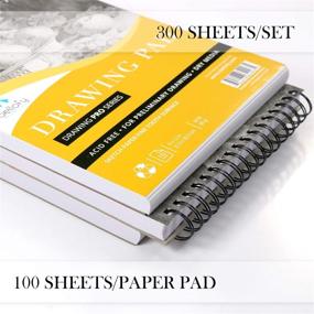 img 3 attached to Bellofy 9x12 Drawing Paper Pads - 300 Sheets, 60lbs 85g, Acid-Free Sketchbook Paper for Dry Media - Top Spiral Bound Sketchpad for Kids, Beginners, Artists & Professionals