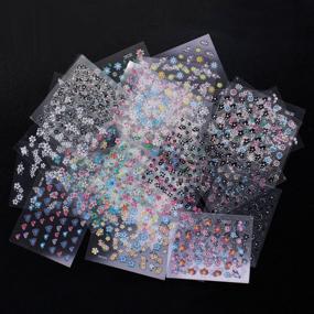 img 2 attached to WOKOTO 50Pcs Self-adhesive 3D Nail Stickers: Floral Nail Decals 💅 for Women, Girls & Kids - Includes Sticker Sheets & Tweezers