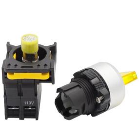 img 2 attached to 🔘 Mxuteuk Yellow LED Light 22mm 1 NO 2 Positions Waterproof IP65 Latching Rotary Selector Switch 10A 600V LA155-A1-10XD-Y 110V-220V