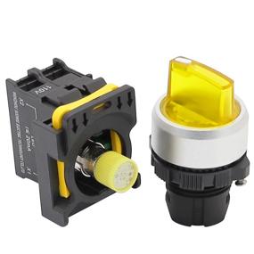 img 1 attached to 🔘 Mxuteuk Yellow LED Light 22mm 1 NO 2 Positions Waterproof IP65 Latching Rotary Selector Switch 10A 600V LA155-A1-10XD-Y 110V-220V