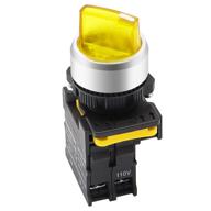 🔘 mxuteuk yellow led light 22mm 1 no 2 positions waterproof ip65 latching rotary selector switch 10a 600v la155-a1-10xd-y 110v-220v logo