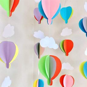 img 2 attached to 🎈 Vibrant Hot Air Balloon Hanging Paper Decoration (2pack X 3.3ft), Rainbow Cloud Paper Garland Flower Party Streamers for Children's Door Décor, Wedding Birthday Party Supplies