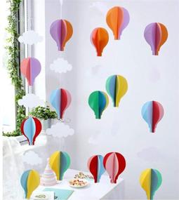 img 3 attached to 🎈 Vibrant Hot Air Balloon Hanging Paper Decoration (2pack X 3.3ft), Rainbow Cloud Paper Garland Flower Party Streamers for Children's Door Décor, Wedding Birthday Party Supplies