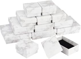 img 4 attached to 💎 Stylish BENECREAT 16-Pack White Marble Effect Jewellery Pendant Boxes, Perfect for Festival Gifts, Anniversaries, and Weddings –Square & Rectangle Gift Boxes with Sponge Insert