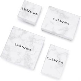 img 3 attached to 💎 Stylish BENECREAT 16-Pack White Marble Effect Jewellery Pendant Boxes, Perfect for Festival Gifts, Anniversaries, and Weddings –Square & Rectangle Gift Boxes with Sponge Insert