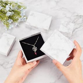 img 2 attached to 💎 Stylish BENECREAT 16-Pack White Marble Effect Jewellery Pendant Boxes, Perfect for Festival Gifts, Anniversaries, and Weddings –Square & Rectangle Gift Boxes with Sponge Insert