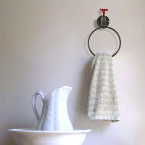 img 3 attached to Whimsical Vintage Rustic Wall Mount Towel Ring – Green Patina Finish by Lily's Home – Crafted from an Old Spigot for Unique Country-Inspired Decor