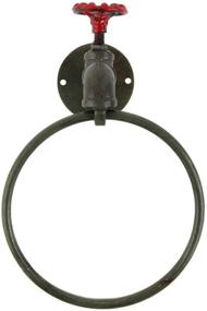 img 1 attached to Whimsical Vintage Rustic Wall Mount Towel Ring – Green Patina Finish by Lily's Home – Crafted from an Old Spigot for Unique Country-Inspired Decor