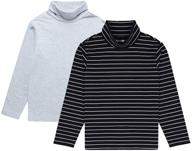 👕 jiahong unisex kids 2-pack long-sleeve turtleneck t-shirt: solid & striped, boys & girls (3-12 years) logo