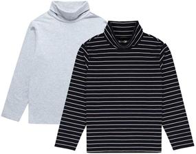 img 4 attached to 👕 JIAHONG Unisex Kids 2-Pack Long-Sleeve Turtleneck T-Shirt: Solid & Striped, Boys & Girls (3-12 Years)