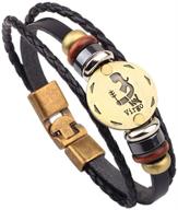 📿 braided bead black leather wrap 12 zodiac constellation bracelet by loenme jewelry logo