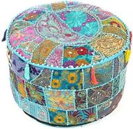 blue pouf ottoman cover - handmade decorative cushion for living room footstool, kids room, and modern interior decor - perfect new home gift or marriage decor logo