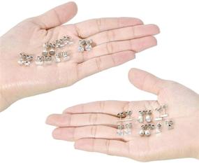 img 1 attached to Ofeiyaa 12-Pair Stainless Steel Geometric Earring Set with Clear 💎 CZ Studs in Silver and Rose Gold Tones for Women and Girls