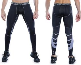 img 2 attached to 🩳 AMZSPORT Men's Compression Pants: Ultimate Sports Running Tights for All Seasons - 1 or 3 Pack