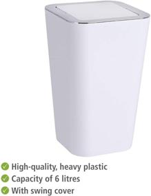 img 3 attached to 🗑️ Efficient and Stylish WENKO 1.6 liq. gal. Swing Cover Inca Bin - 6L Small Waste Basket in White