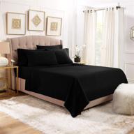 🛏️ empyrean bedding king size sheet set with extra pillowcases - 6 piece: flat & fitted sheet, 4 pillowcases - 14"-16" deep pocket - soft & breathable microfiber - black logo