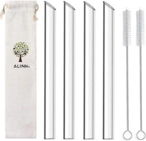 img 4 attached to ALINK Reusable Glass Boba Straws: Extra Wide Clear Smoothie Straws for Bubble Tea - Pack of 4 with Case & Brushes