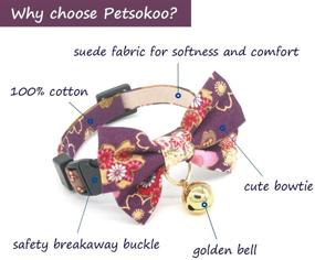 img 3 attached to 🐱 PetSoKoo Double Bowtie Breakaway Cat Collar: Japan Colorful Sakura Kimono Style, 100% Cotton, Soft & Cute for Male & Female Adult Cats with Bell