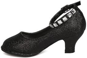 img 1 attached to 👠 GB51 Girls' Sparkling Rhinestone Ankle Strap Patent Leatherette Kiddie Heel