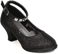 👠 gb51 girls' sparkling rhinestone ankle strap patent leatherette kiddie heel logo