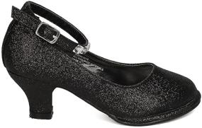 img 3 attached to 👠 GB51 Girls' Sparkling Rhinestone Ankle Strap Patent Leatherette Kiddie Heel