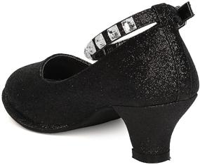 img 2 attached to 👠 GB51 Girls' Sparkling Rhinestone Ankle Strap Patent Leatherette Kiddie Heel