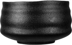 img 4 attached to 🍵 Authentic Japanese Handcrafted Matcha Tea Bowl & Cup Set: MYCHA Traditional Chawan for Matcha Tea Ceremony (Black Pottery)