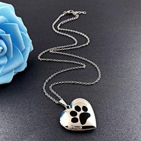 img 1 attached to 🐾 Personalized Crystal Dog Paw Photo Locket Necklace - Heart Pendant for Birthday Gifts
