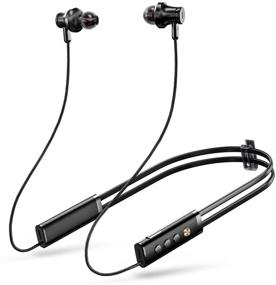 img 4 attached to ANC Bluetooth 4.2 Neckband Headphones with Active Noise Cancelling, Built-in Mic, Magnetic Earbuds, and Up to 15 Hours Battery Life - Ideal for Workouts and Travel