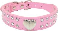 lkjybg rhinestone dog collar for small & medium dogs and cats - bling collar with adjustable soft leather necklace (size s, color: pink) logo