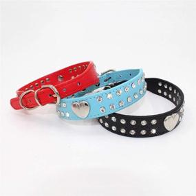 img 2 attached to LKJYBG Rhinestone Dog Collar for Small & Medium Dogs and Cats - Bling Collar with Adjustable Soft Leather Necklace (Size S, Color: Pink)