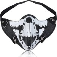 🤘 punk leather mouth mask for cosplay, river half face sports protection (skull design) logo