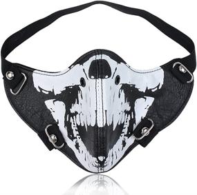 img 4 attached to 🤘 Punk Leather Mouth Mask for Cosplay, River Half Face Sports Protection (Skull Design)