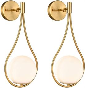 img 2 attached to 💡 Set of 2 Brass Mid-Century Modern Wall Sconces Bathroom Globe Vanity Light Fixture