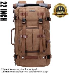 img 3 attached to WITZMAN Canvas Backpack Vintage Travel Backpack Large Laptop Bags Convertible Shoulder Rucksack (A519-1 Brown)