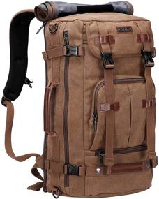 img 4 attached to WITZMAN Canvas Backpack Vintage Travel Backpack Large Laptop Bags Convertible Shoulder Rucksack (A519-1 Brown)