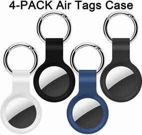 img 3 attached to 🔑 ADWLOF 4-Pack Airtag Silicone Case Loop: Keychain Ring Holder, Anti-Scratch Protective Cover & Finder Accessories in Black/White/Blue/Green