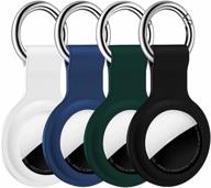 🔑 adwlof 4-pack airtag silicone case loop: keychain ring holder, anti-scratch protective cover & finder accessories in black/white/blue/green логотип