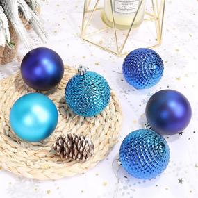 img 2 attached to 🎄 Blivalley 60mm/2.36" 32pcs Shatterproof Christmas Ball Ornaments for Xmas Tree Decoration - Plastic Hanging Blue Ornaments