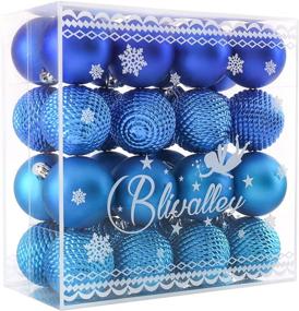 img 4 attached to 🎄 Blivalley 60mm/2.36" 32pcs Shatterproof Christmas Ball Ornaments for Xmas Tree Decoration - Plastic Hanging Blue Ornaments