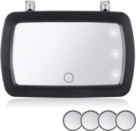 🚘 set of 5 sun visor car mirror light makeup sun-shading cosmetic mirrors with clip-on design, featuring led lights and touchscreen, suitable for various car, truck, and automobile accessories – includes 4 button battery logo