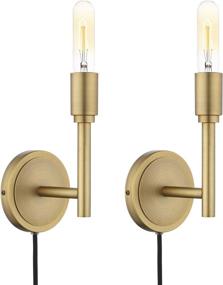 img 4 attached to Phansthy Industrial Wall Sconce Set: Simplicity Plug-in Wall Lamps in Antique Bronze