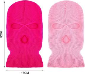 img 2 attached to 🎿 2-Pack Knitted 3-Hole Ski Mask Face Cover Balaclava for Winter Outdoor Sports in Pink and Rose Red Colors