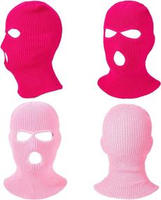 img 3 attached to 🎿 2-Pack Knitted 3-Hole Ski Mask Face Cover Balaclava for Winter Outdoor Sports in Pink and Rose Red Colors