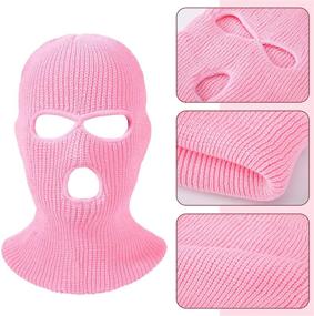 img 1 attached to 🎿 2-Pack Knitted 3-Hole Ski Mask Face Cover Balaclava for Winter Outdoor Sports in Pink and Rose Red Colors