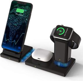 img 4 attached to 🔌 Convenient 3-in-1 Wireless Charger Stand for Apple Watch, AirPods Pro, iPhone, and Samsung (Black)