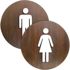 img 4 attached to 🚺 Double Pack Wooden Restroom Sign - Female Restroom Symbol - Stylish and Durable