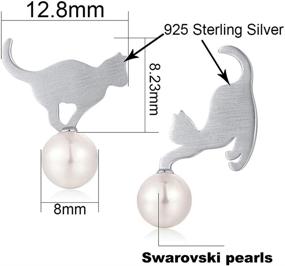 img 1 attached to 🐱 ZowBinBin Freshwater Pearl Cat Ear Stud Earrings - Cute 925 Sterling Silver Cat Ear Earrings Bunny Pearl Studs for Women and Girls